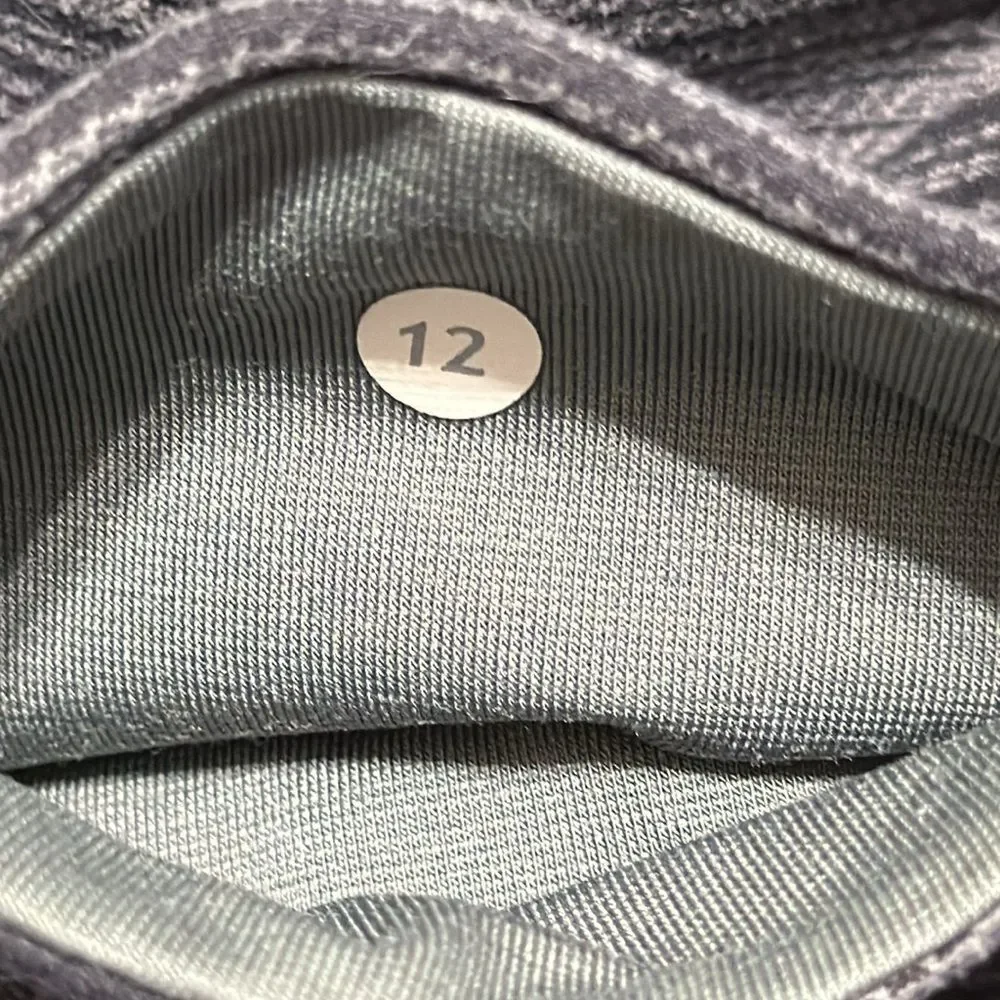 Lululemon Wunder Under Cropped Gray Black Striped Leggings Tights Womens Size 12